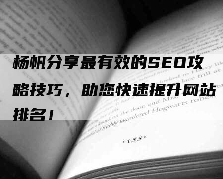 杨帆分享最有效的SEO攻略技巧，助您快速提升网站排名！