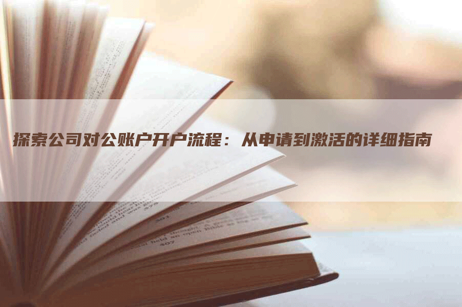 探索公司对公账户开户流程：从申请到激活的详细指南