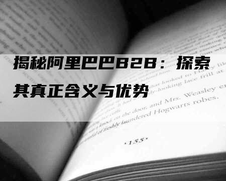 揭秘阿里巴巴B2B：探索其真正含义与优势